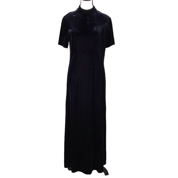 Vintage Scott McClintock Womens Velvet Maxi Dress Size 10 Short Sleeve Witchy - Picture 1 of 13